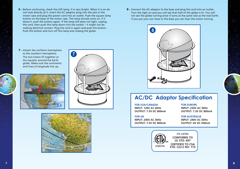 Ac/dc adaptor specification | Elenco Night’n Day® User Manual | Page 5 / 10