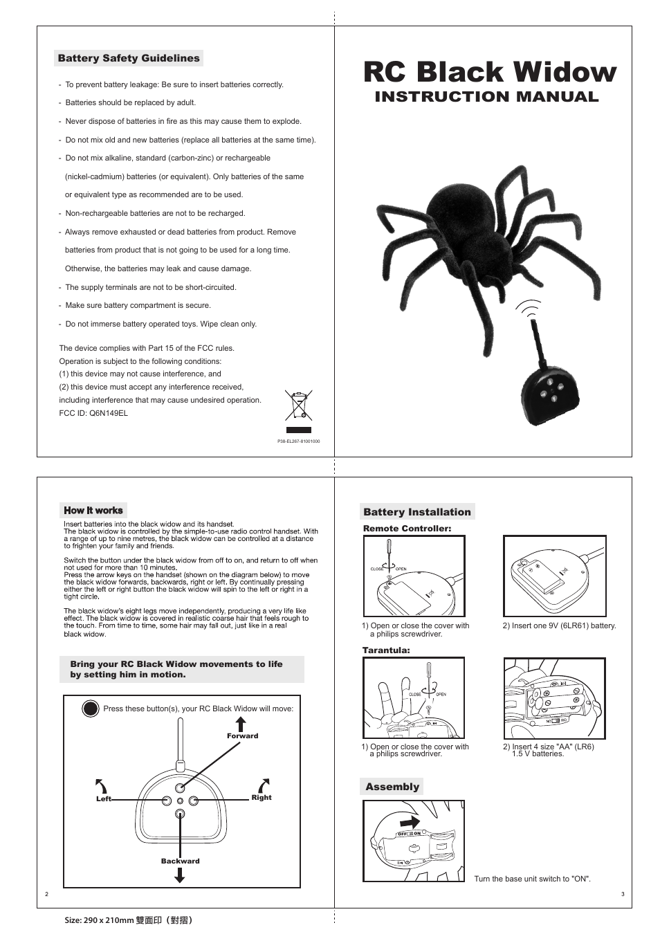 Elenco Radio Controlled Black Widow User Manual | 1 page