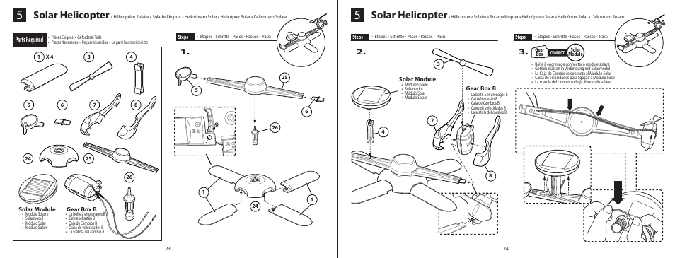 6l_el315_p23-24, Solar helicopter, Parts required | Elenco 6-in-1 Solar Kit User Manual | Page 14 / 18