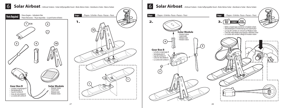 6l_el315_p27-28, Solar airboat, Parts required | Elenco 6-in-1 Solar Kit User Manual | Page 16 / 18