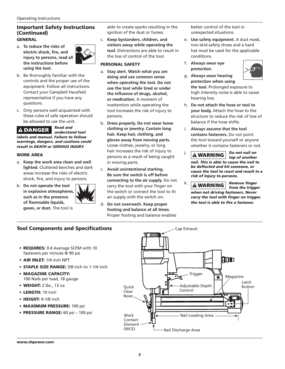 Campbell Hausfeld NB003008 User Manual | Page 2 / 32
