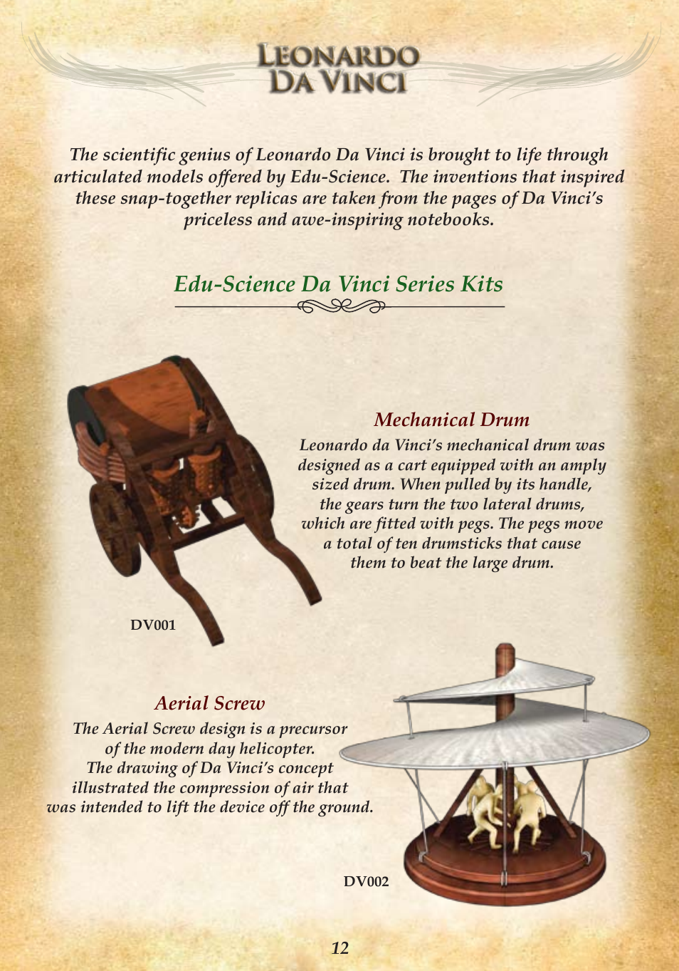 Edu-science da vinci series kits, Aerial screw, Mechanical drum | Elenco Mechanical Drum User Manual | Page 14 / 20