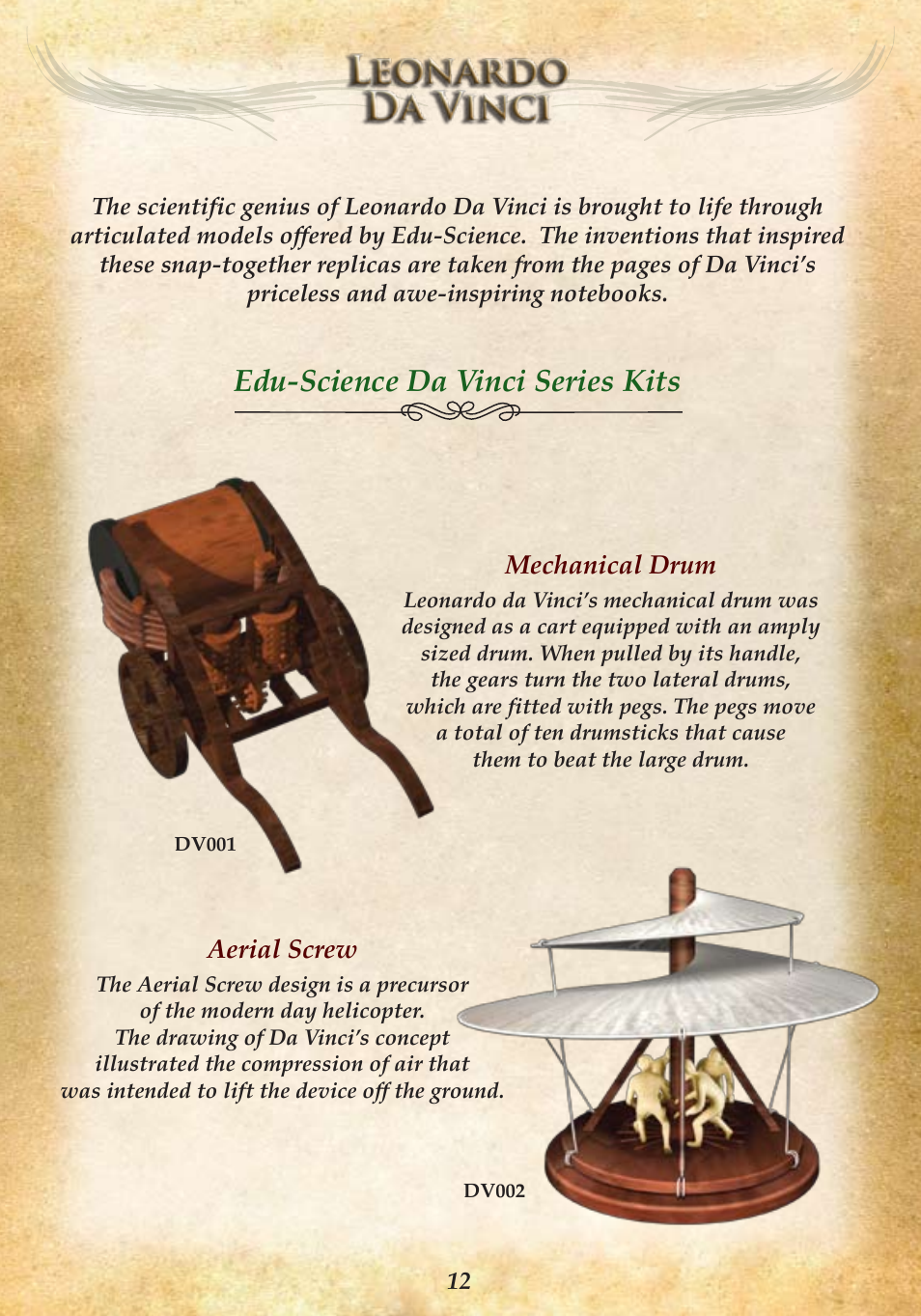 Edu-science da vinci series kits, Aerial screw, Mechanical drum | Elenco Swing Bridge User Manual | Page 14 / 20