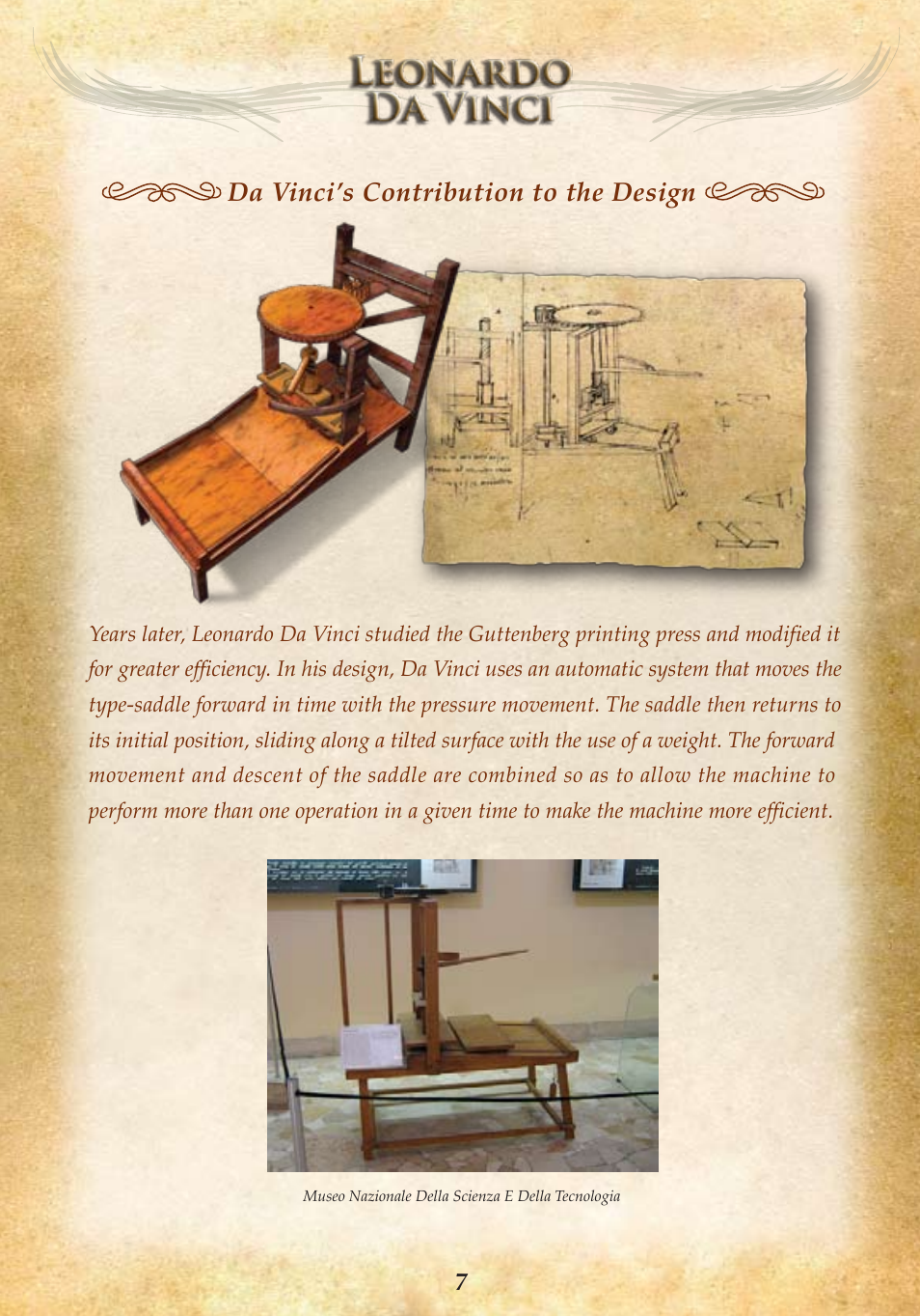 Da vinci’s contribution to the design | Elenco Printing Press User Manual | Page 9 / 24