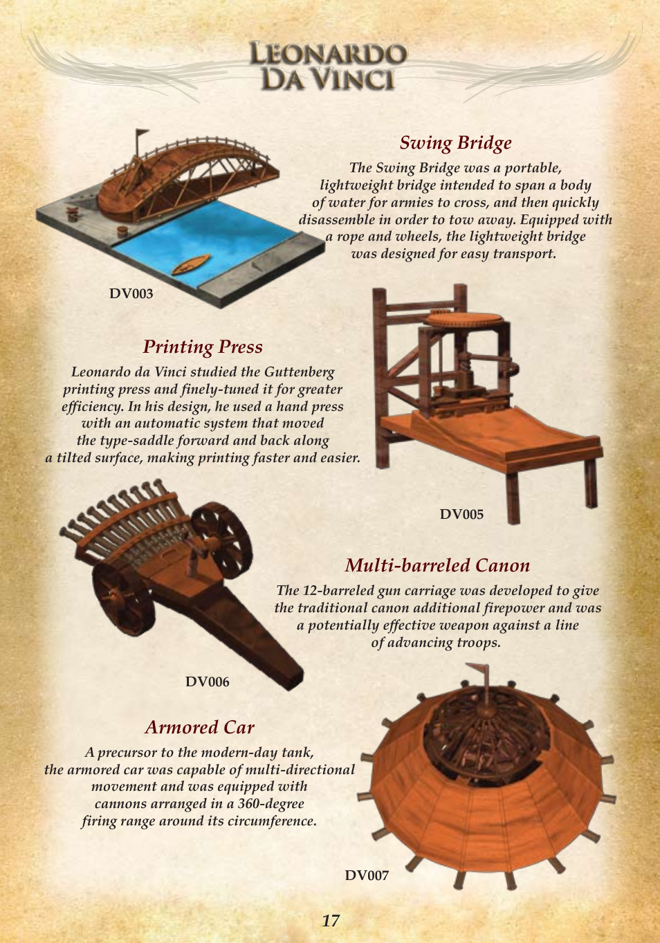 Swing bridge, Printing press, Multi-barreled canon | Armored car | Elenco Armored Car User Manual | Page 19 / 24