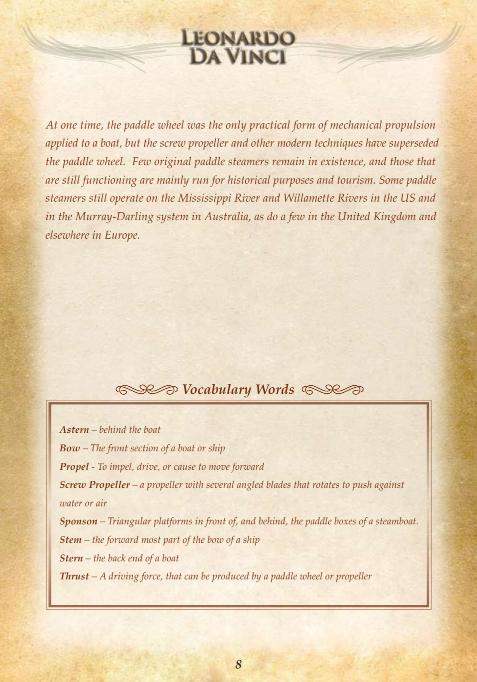 Vocabulary words | Elenco Paddleboat User Manual | Page 10 / 20