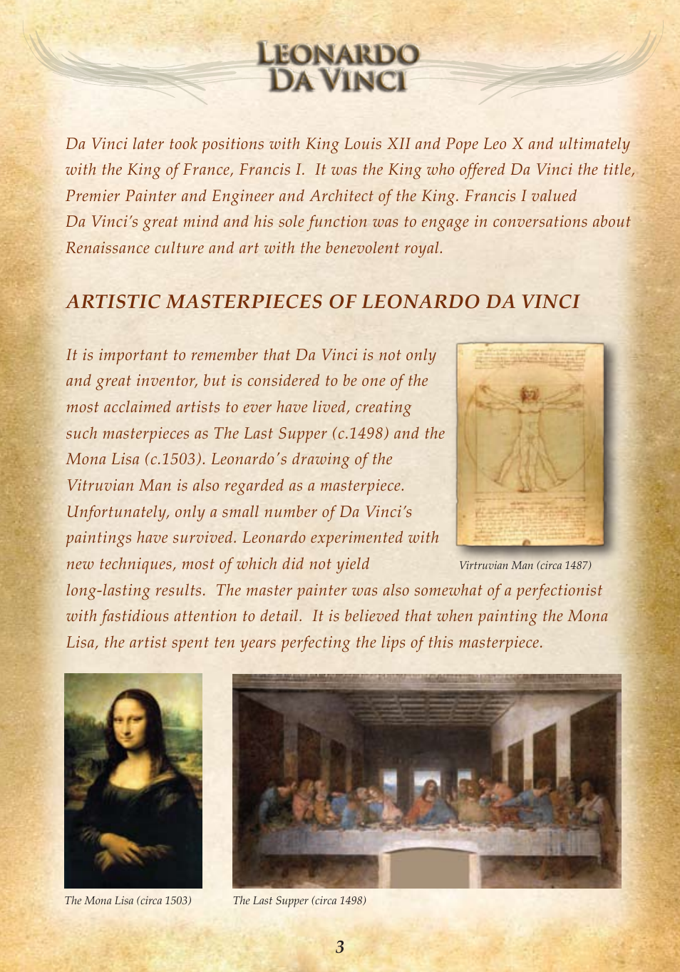 Artistic masterpieces of leonardo da vinci | Elenco Paddleboat User Manual | Page 5 / 20