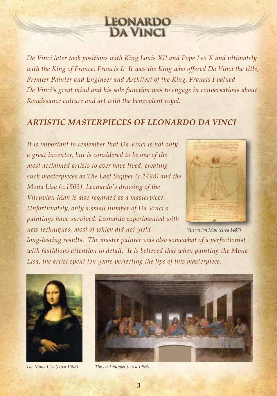 Artistic masterpieces of leonardo da vinci | Elenco Submarine User Manual | Page 5 / 24