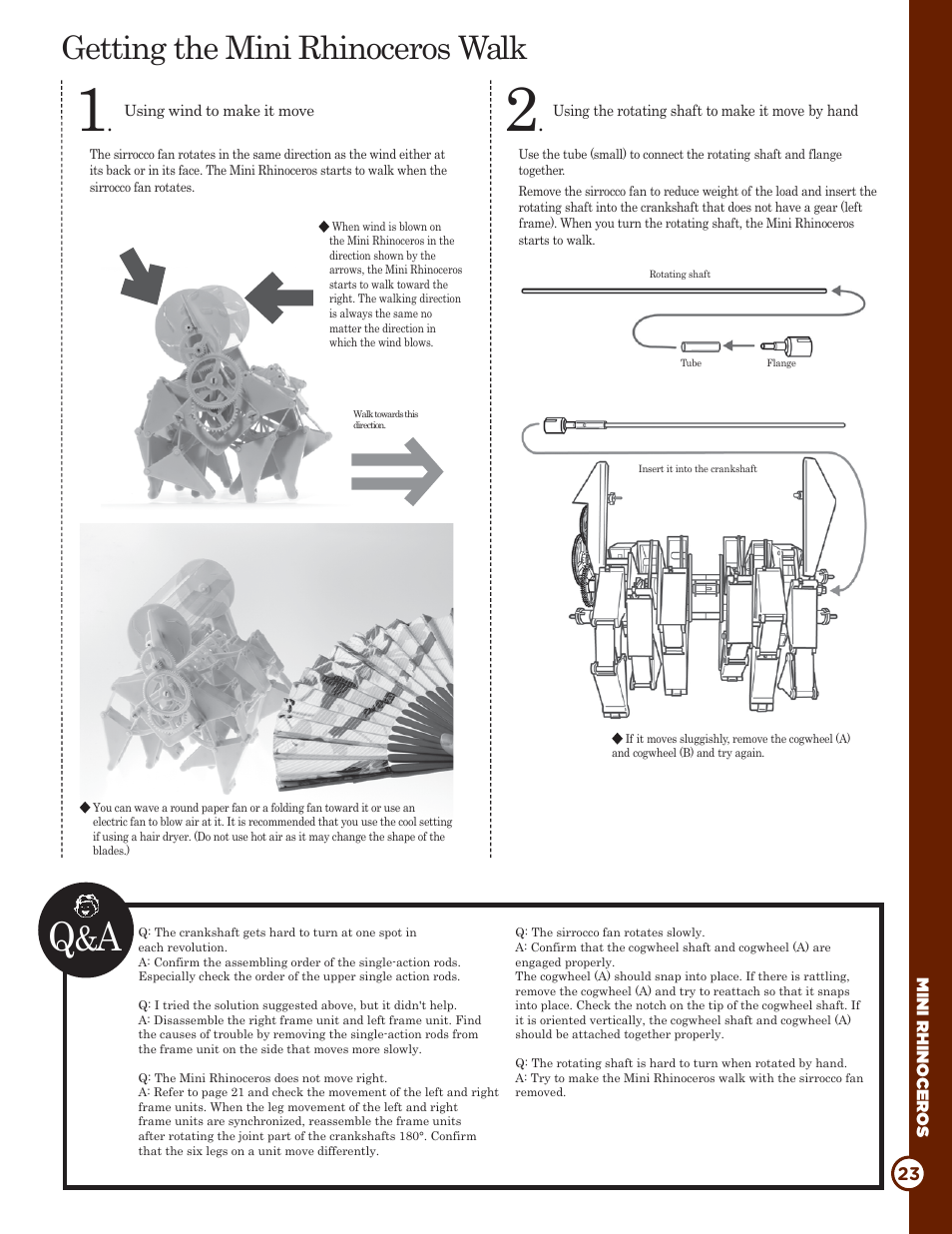 Getting the mini rhinoceros walk | Elenco Rhinoceros Mini-Beest Kit User Manual | Page 23 / 24
