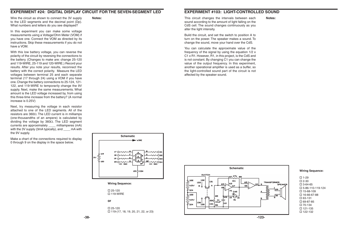 Experiment #103: light-controlled sound | Elenco 130-in-1 Electronics Playground User Manual | Page 38 / 160