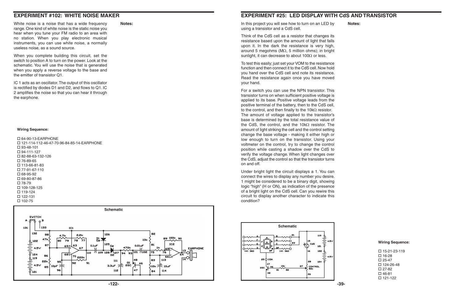 Experiment #102: white noise maker | Elenco 130-in-1 Electronics Playground User Manual | Page 39 / 160