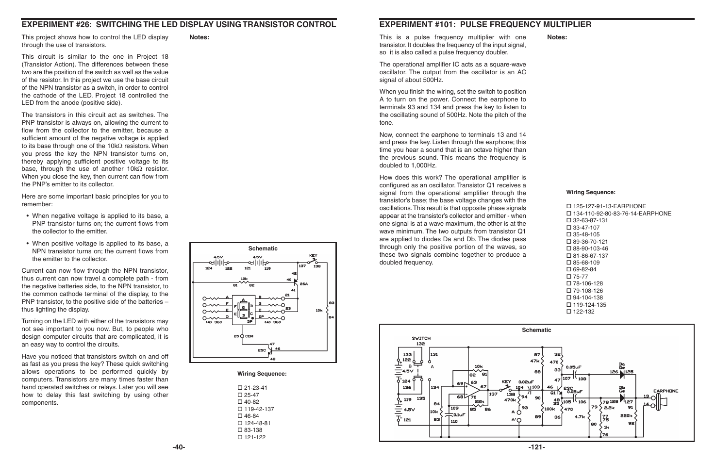 Experiment #101: pulse frequency multiplier | Elenco 130-in-1 Electronics Playground User Manual | Page 40 / 160