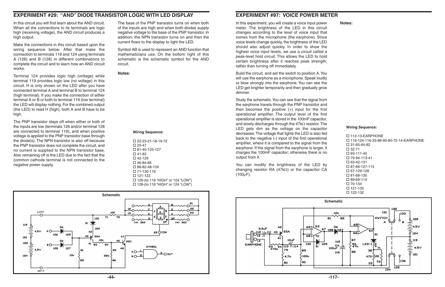 Experiment #97: voice power meter | Elenco 130-in-1 Electronics Playground User Manual | Page 44 / 160