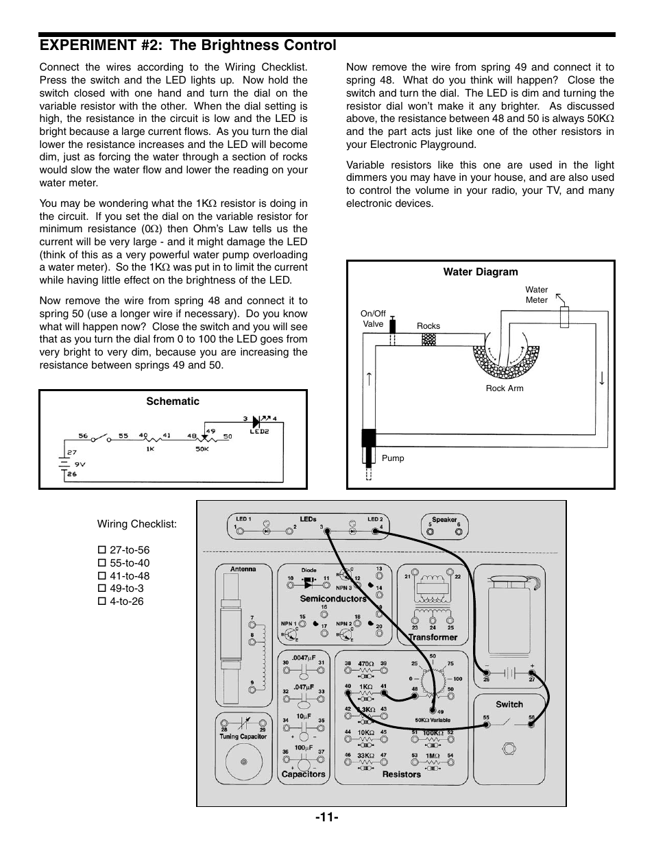 Experiment #2: the brightness control | Elenco Electronic Playground 50-in-1 Experiments User Manual | Page 11 / 72