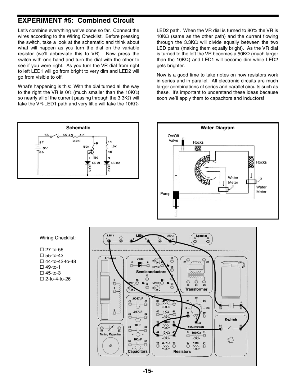Experiment #5: combined circuit | Elenco Electronic Playground 50-in-1 Experiments User Manual | Page 15 / 72