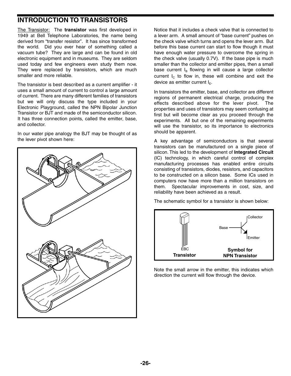 Introduction to transistors | Elenco Electronic Playground 50-in-1 Experiments User Manual | Page 26 / 72