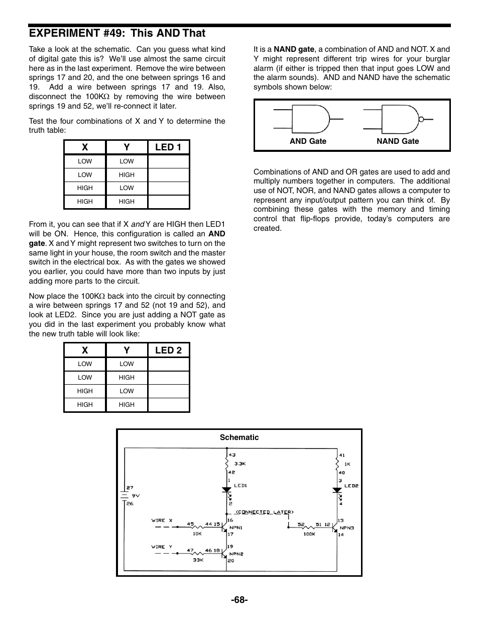 Experiment #49: this and that, Xy led 1, Xy led 2 | Elenco Electronic Playground 50-in-1 Experiments User Manual | Page 68 / 72