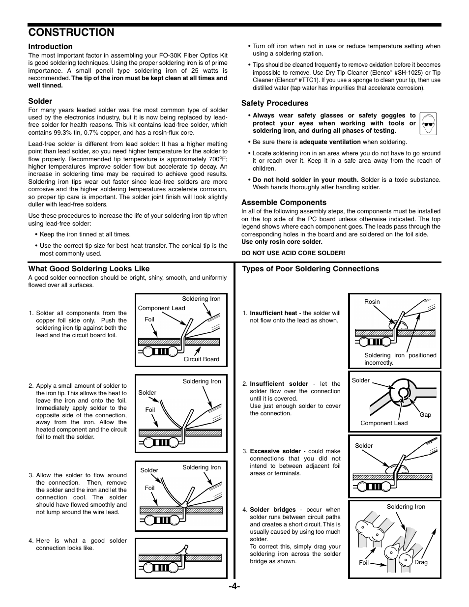 Construction | Elenco Fiber Optics Voice and Data Kit User Manual | Page 5 / 24