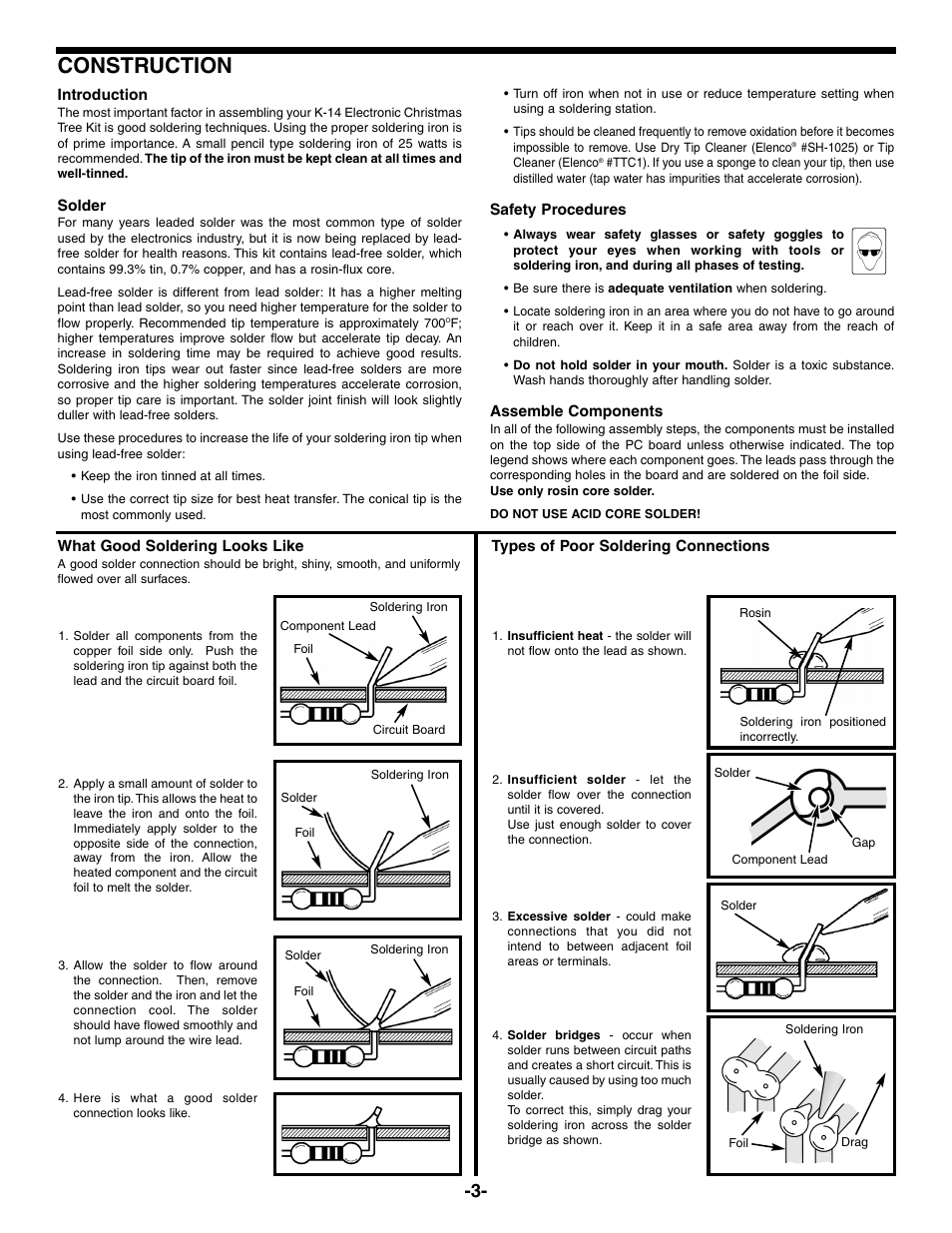 Construction | Elenco Christmas Tree Kit User Manual | Page 4 / 8