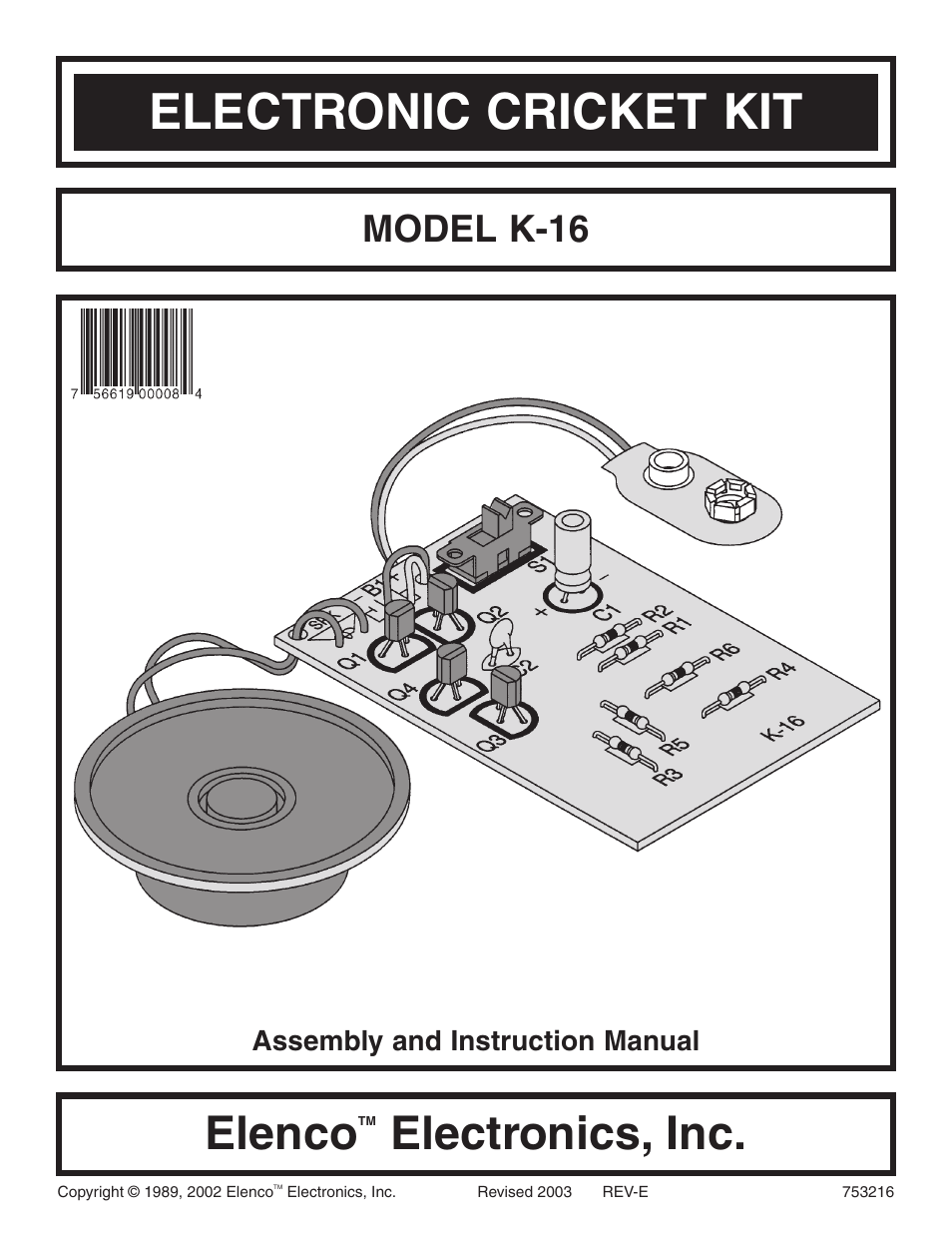 Elenco Electronic Cricket User Manual | 8 pages