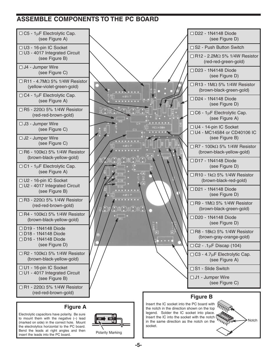 Assemble components to the pc board | Elenco One Button Bandit User Manual | Page 6 / 12