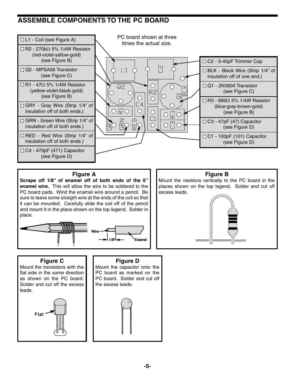 Assemble components to the pc board | Elenco Telephone Bug User Manual | Page 6 / 8