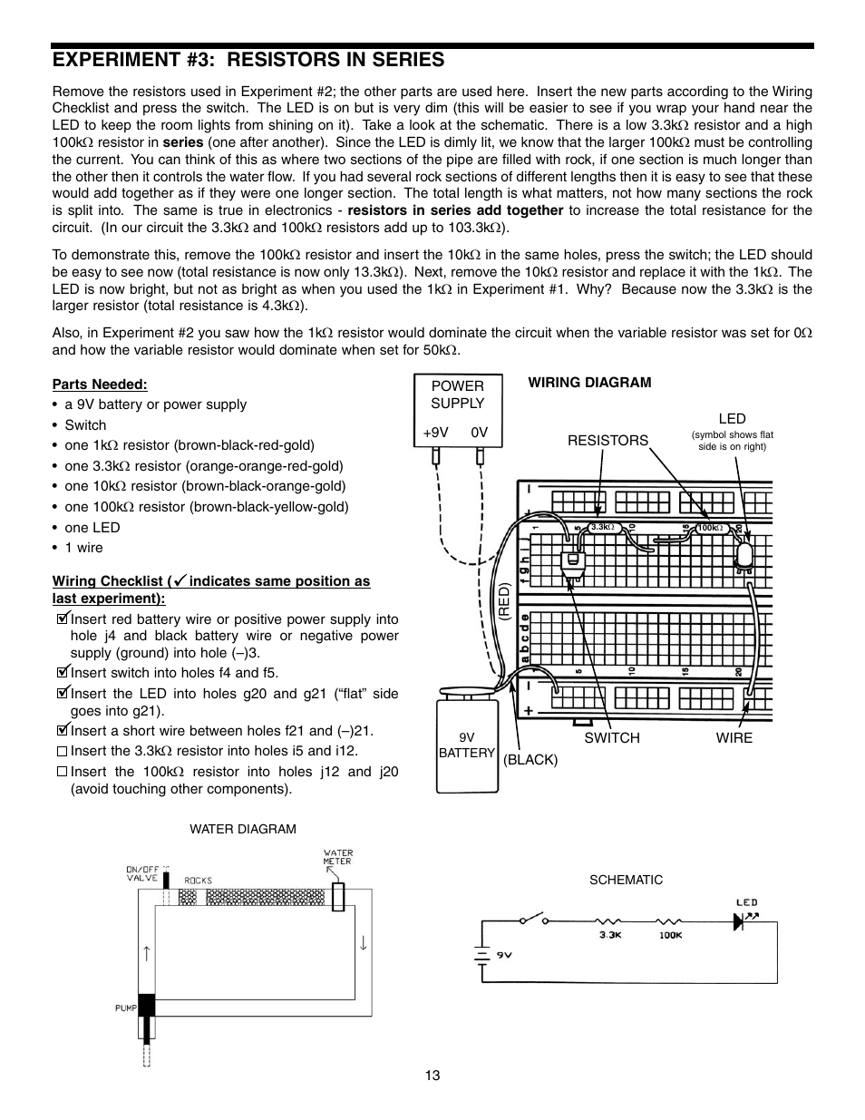 Experiment #3: resistors in series | Elenco Basic Electronic Experiments User Manual | Page 13 / 72
