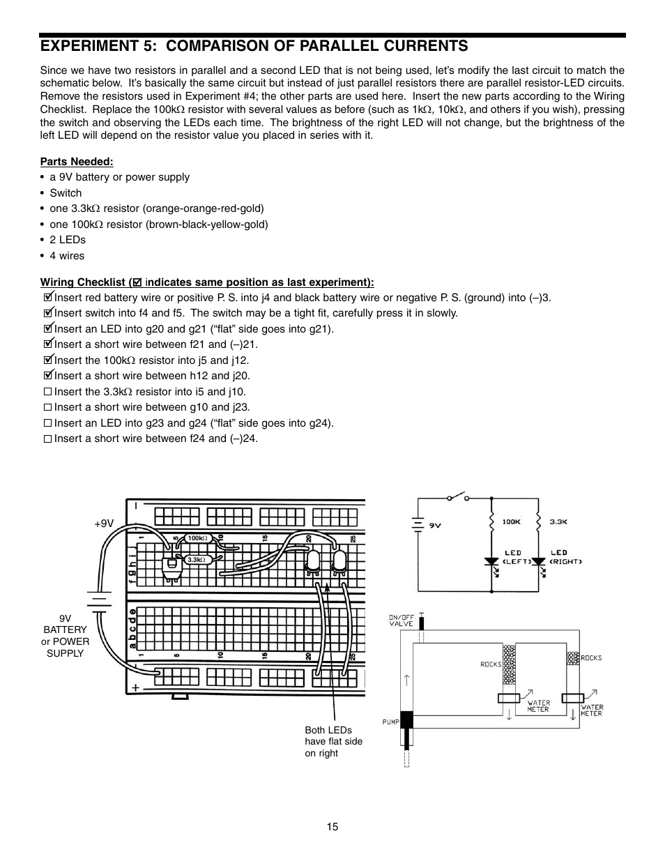 Experiment 5: comparison of parallel currents | Elenco Basic Electronic Experiments User Manual | Page 15 / 72