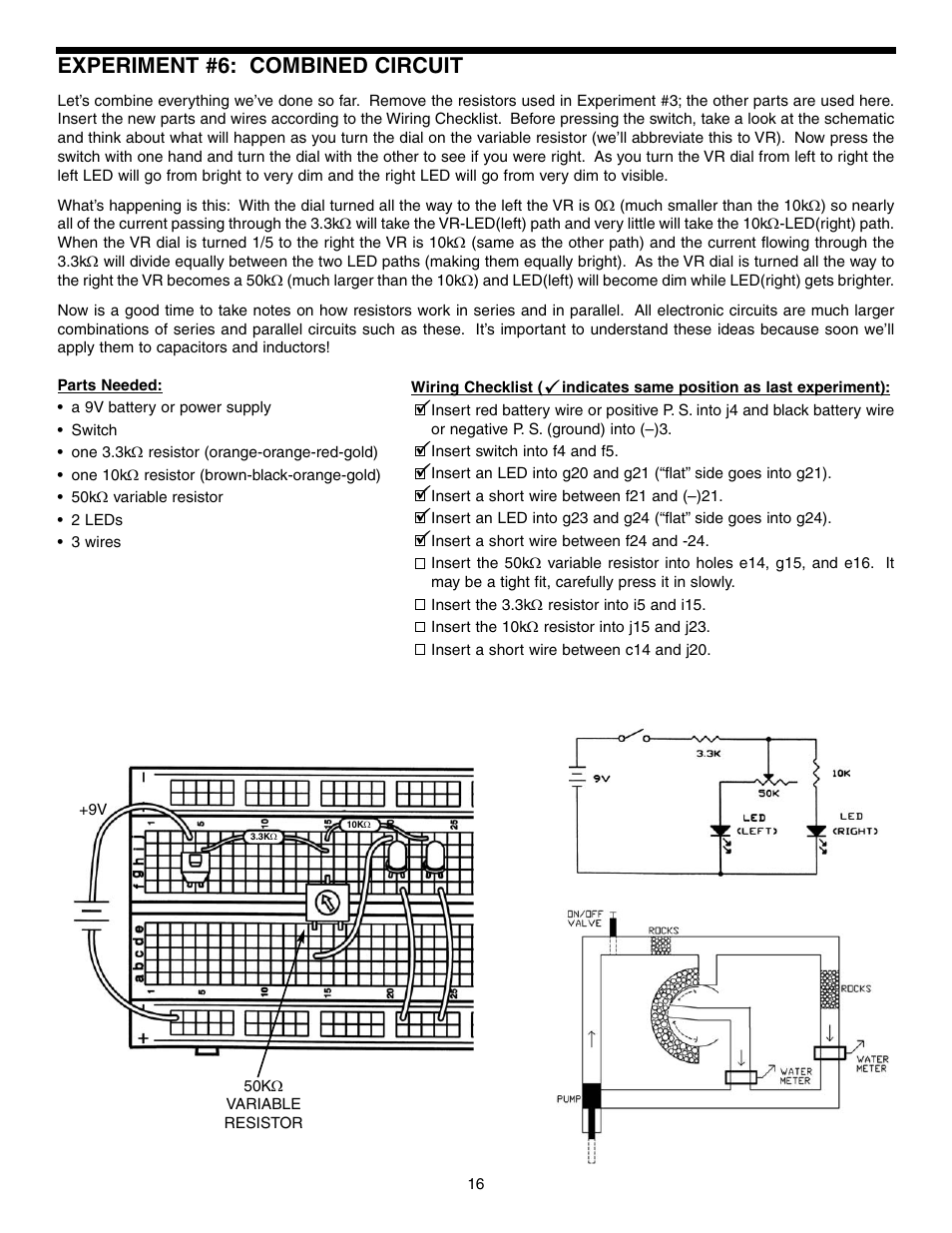 Experiment #6: combined circuit | Elenco Basic Electronic Experiments User Manual | Page 16 / 72