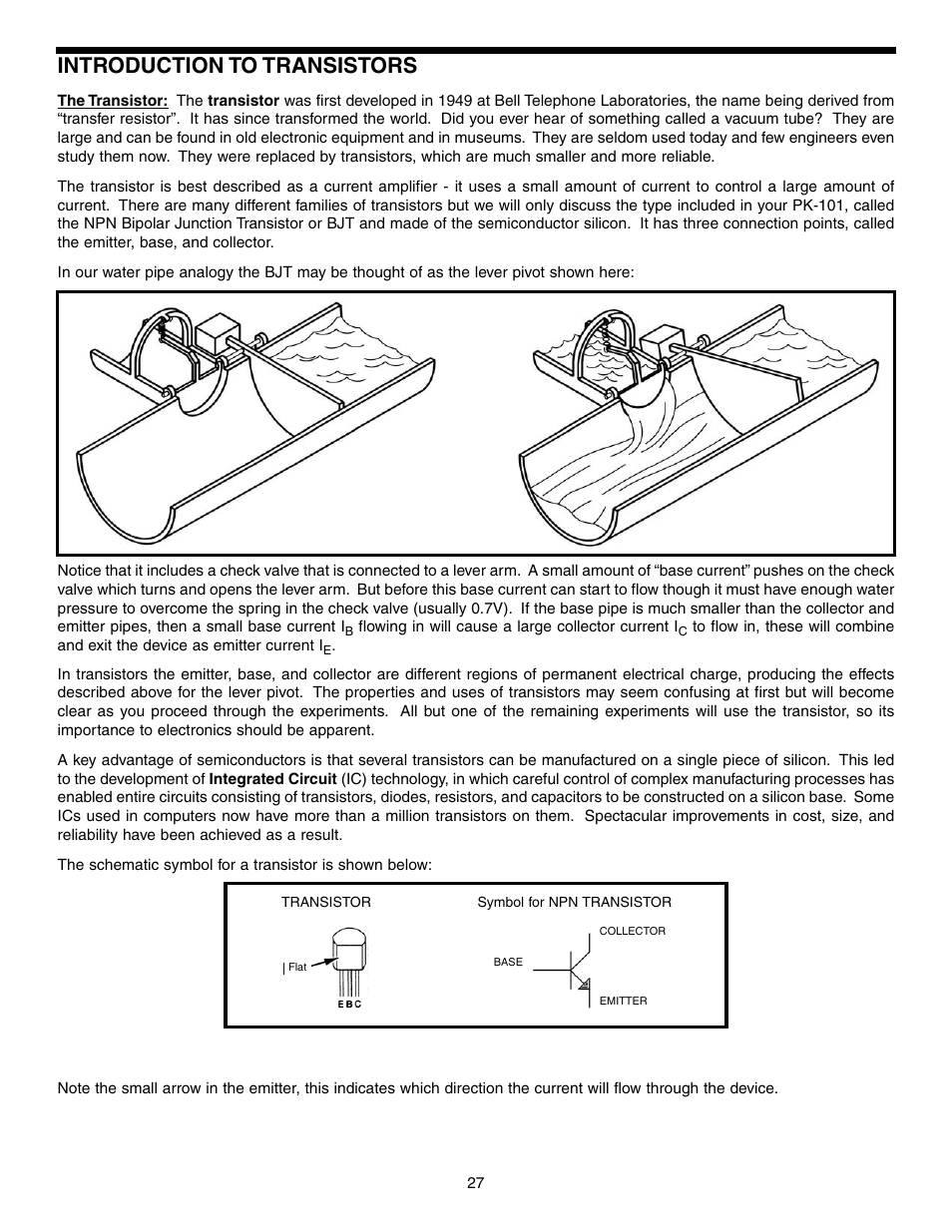 Introduction to transistors | Elenco Basic Electronic Experiments User Manual | Page 27 / 72