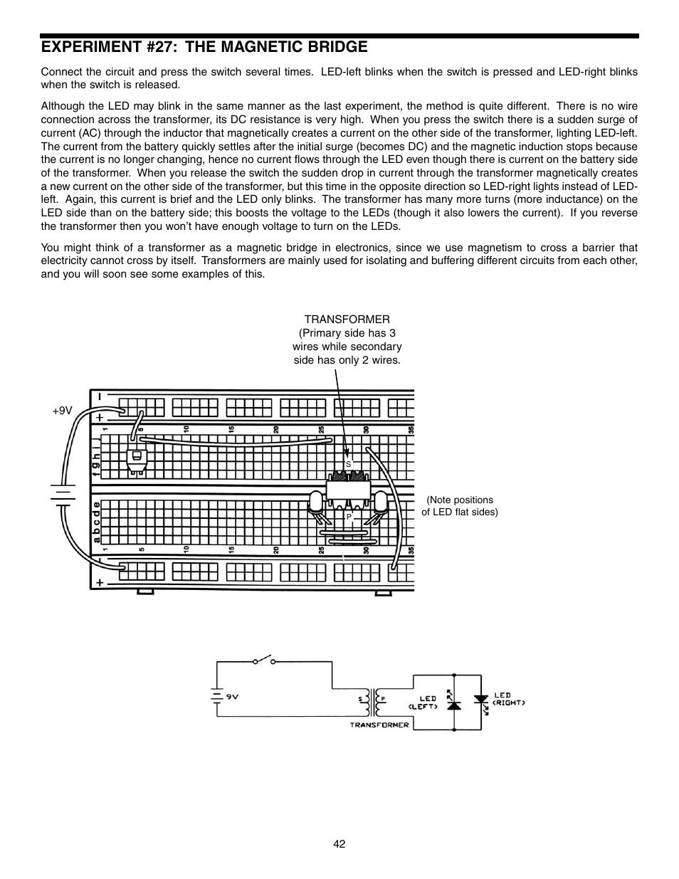 Experiment #27: the magnetic bridge | Elenco Basic Electronic Experiments User Manual | Page 42 / 72