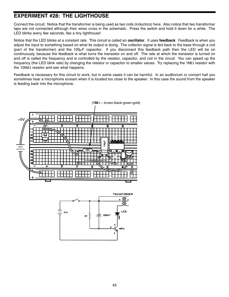 Experiment #28: the lighthouse | Elenco Basic Electronic Experiments User Manual | Page 43 / 72
