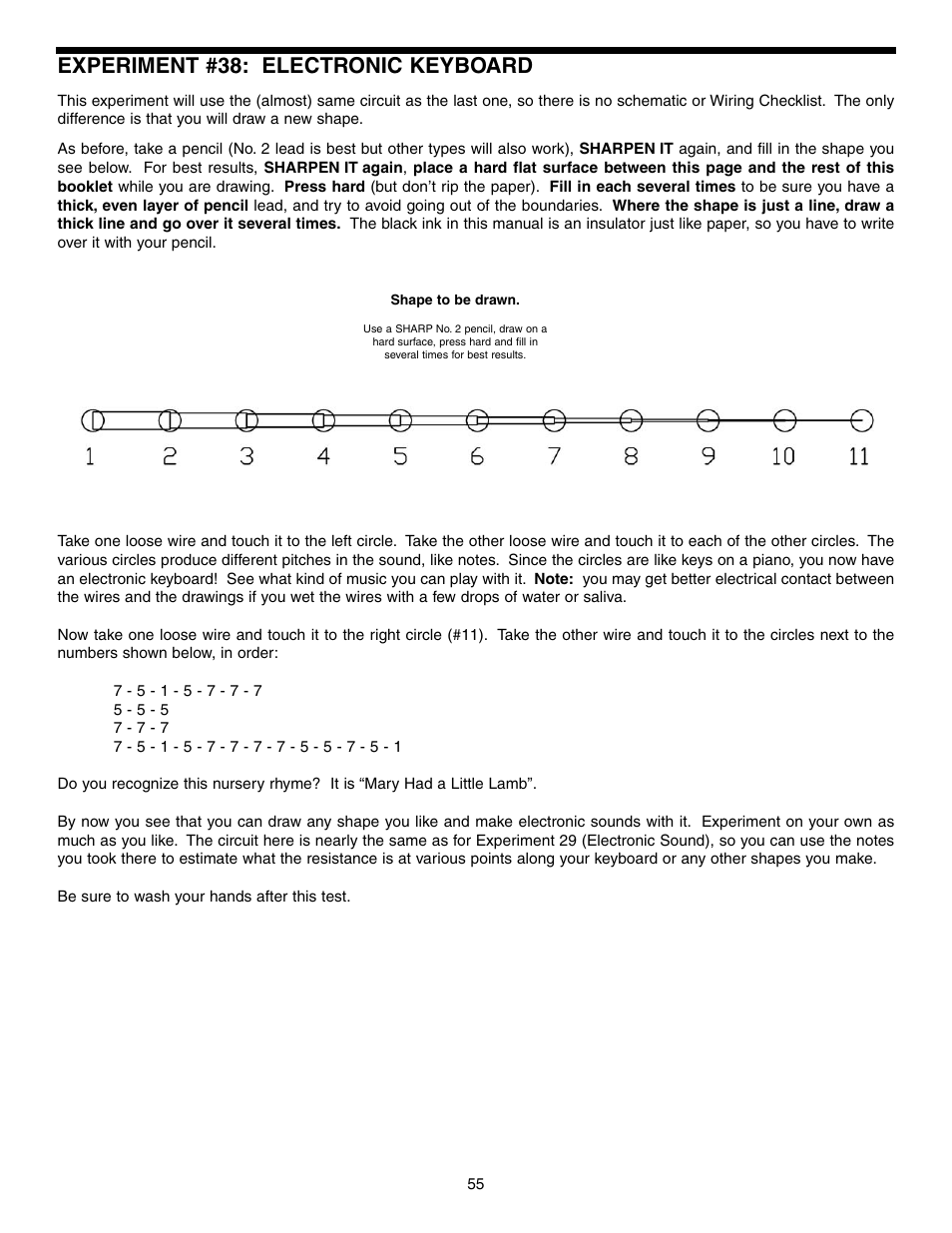 Experiment #38: electronic keyboard | Elenco Basic Electronic Experiments User Manual | Page 55 / 72