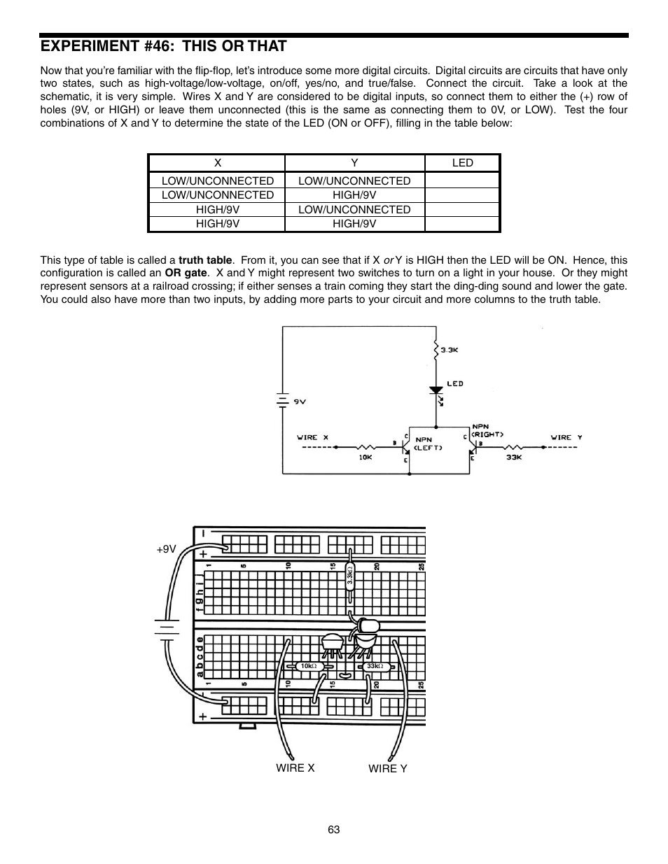 Experiment #46: this or that | Elenco Basic Electronic Experiments User Manual | Page 63 / 72