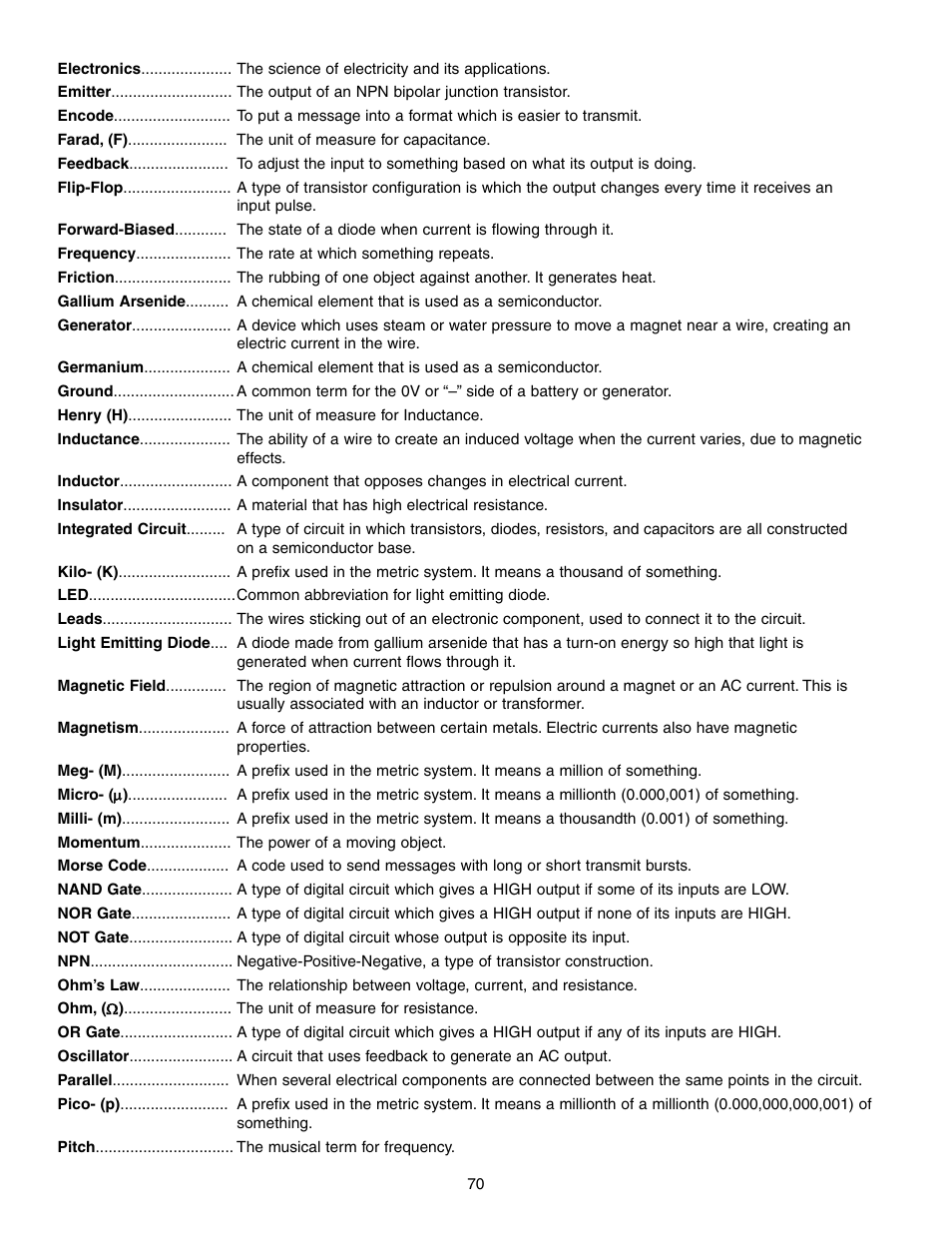 Elenco Basic Electronic Experiments User Manual | Page 70 / 72