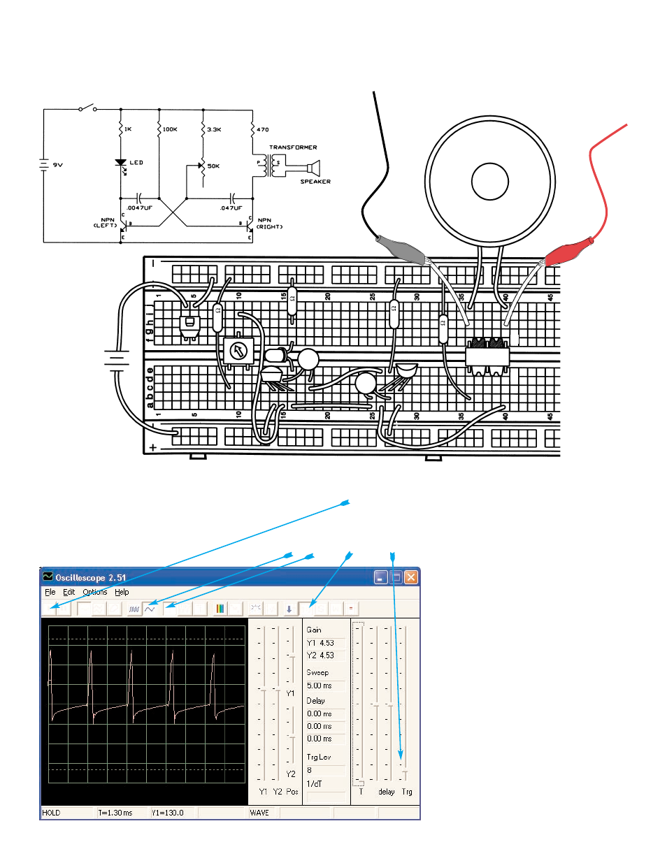 Project pc6, Noisy blinker pc | Elenco PK101 w/ Computer Interface User Manual | Page 21 / 27