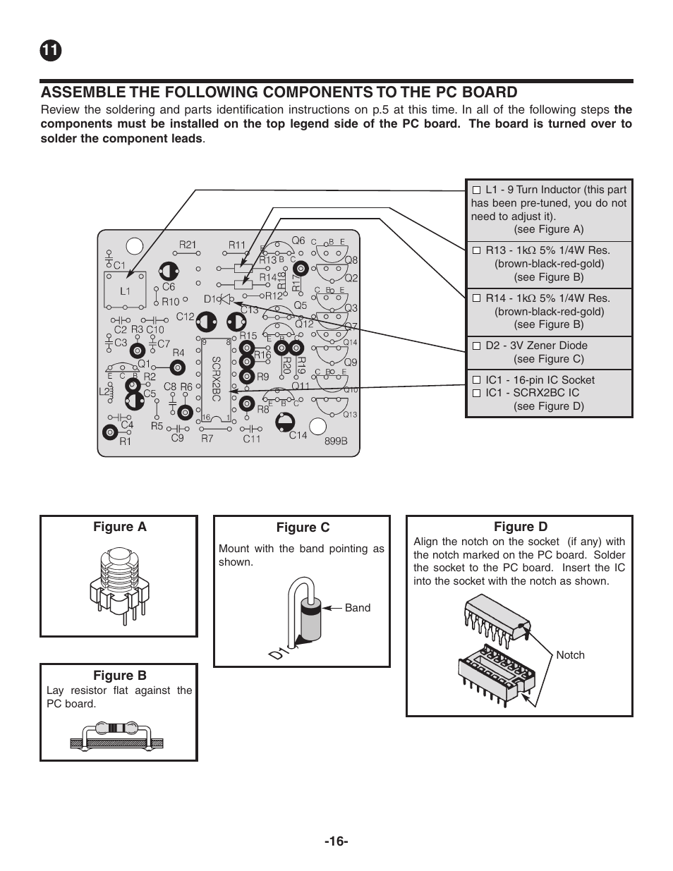 Assemble the following components to the pc board | Elenco Radio Controlled Car Soldering User Manual | Page 17 / 36