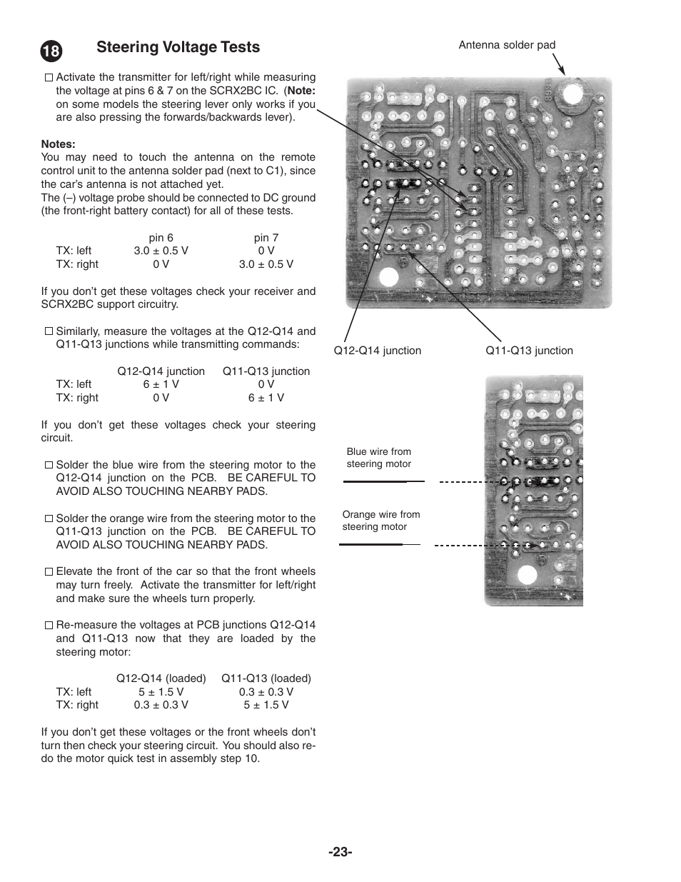 Steering voltage tests | Elenco Radio Controlled Car Soldering User Manual | Page 24 / 36