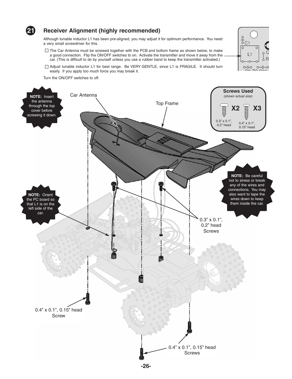 X2 x3, Receiver alignment (highly recommended) | Elenco Radio Controlled Car Soldering User Manual | Page 27 / 36