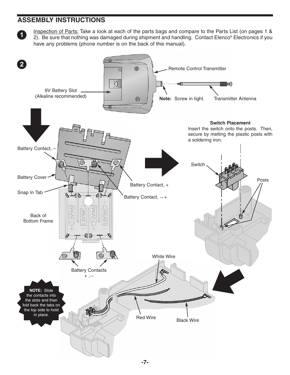 Assembly instructions | Elenco Radio Controlled Car Soldering User Manual | Page 8 / 36