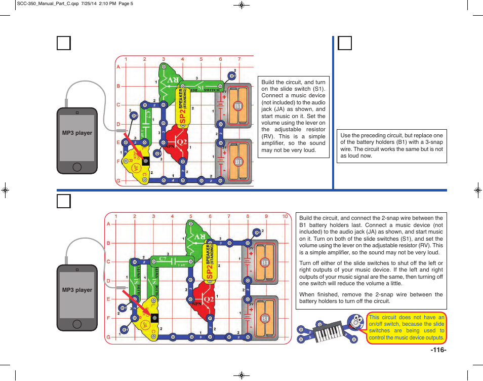 Project 240, Audio amplifier | Elenco Snap Circuits® Deluxe Sound & Light Combo User Manual | Page 117 / 168