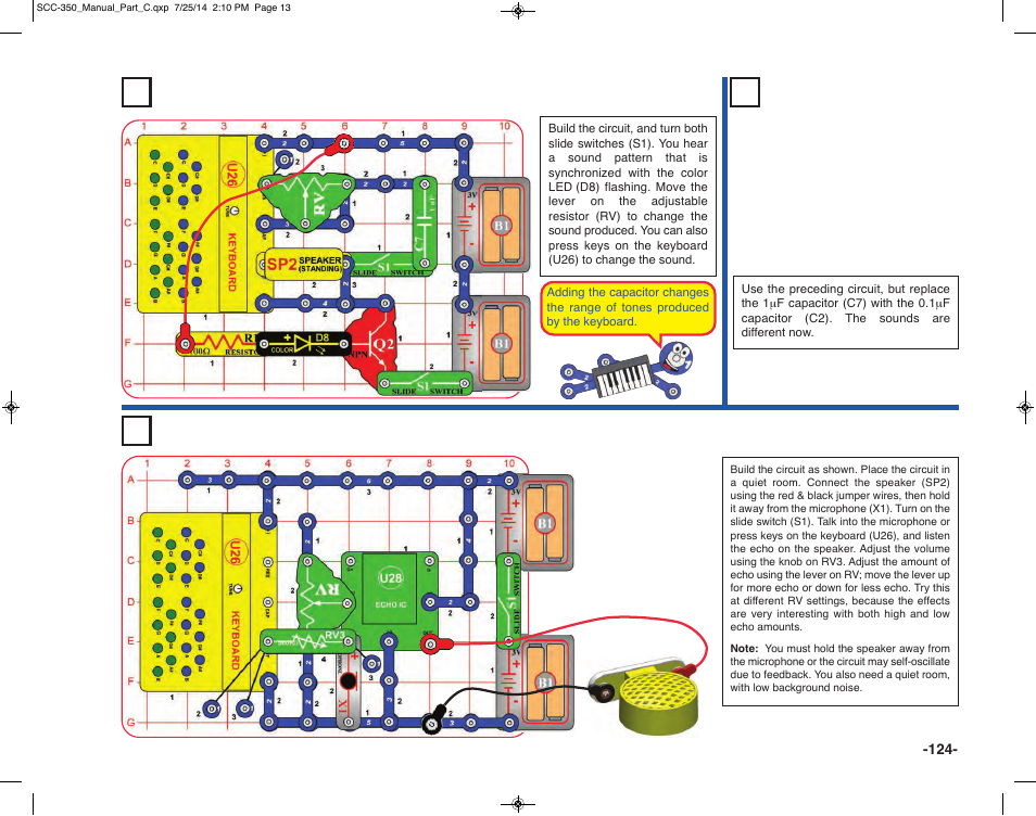 Project 267 voice & keyboard echo | Elenco Snap Circuits® Deluxe Sound & Light Combo User Manual | Page 125 / 168