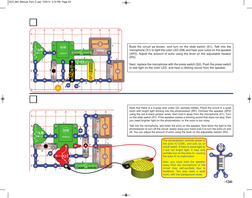 Project 307 daylight voice echo, Project 306 another voice echo light | Elenco Snap Circuits® Deluxe Sound & Light Combo User Manual | Page 135 / 168
