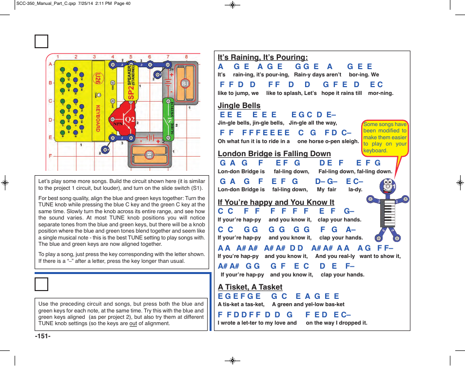 Project 360 be a loud musician, Project 361 be a loud musician (ii) | Elenco Snap Circuits® Deluxe Sound & Light Combo User Manual | Page 152 / 168