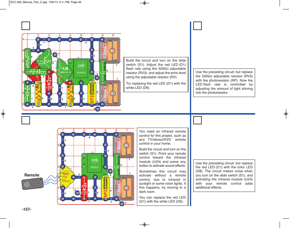 Pulsing light echoes | Elenco Snap Circuits® Deluxe Sound & Light Combo User Manual | Page 158 / 168