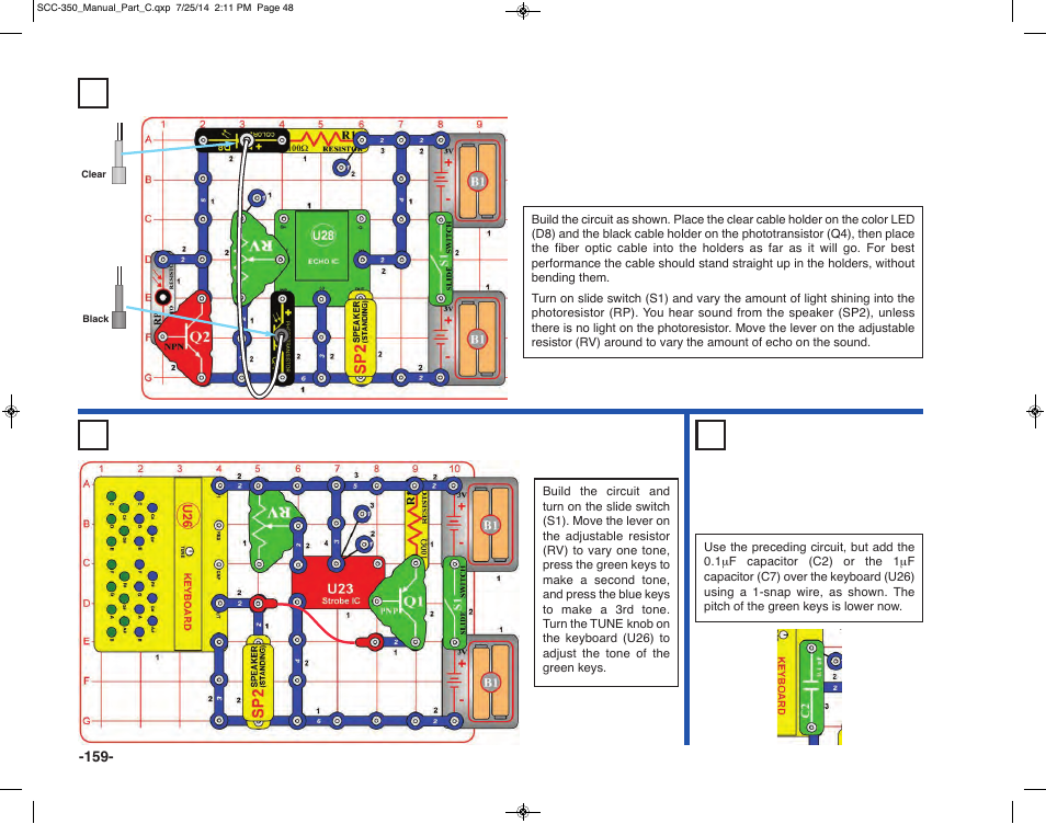 Project 380 daylight color fiber echo | Elenco Snap Circuits® Deluxe Sound & Light Combo User Manual | Page 160 / 168