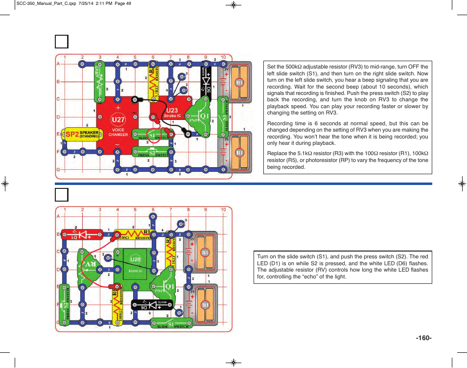 Project 383 tone speed changer, Project 384 light echo | Elenco Snap Circuits® Deluxe Sound & Light Combo User Manual | Page 161 / 168