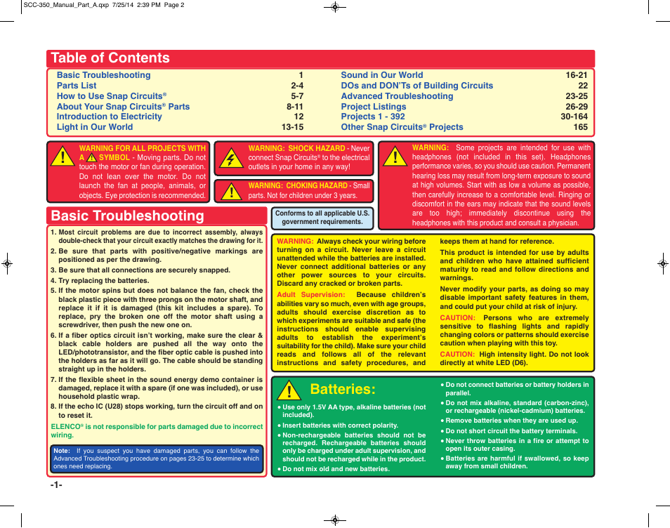 Elenco Snap Circuits® Deluxe Sound & Light Combo User Manual | Page 2 / 168