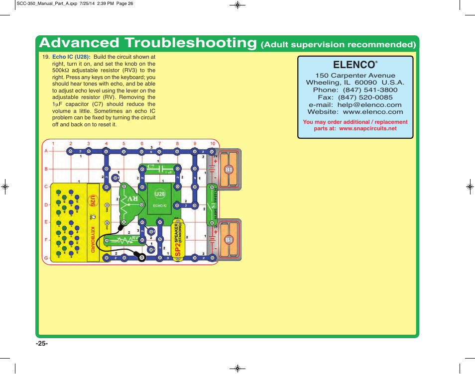Advanced troubleshooting, Elenco | Elenco Snap Circuits® Deluxe Sound & Light Combo User Manual | Page 26 / 168