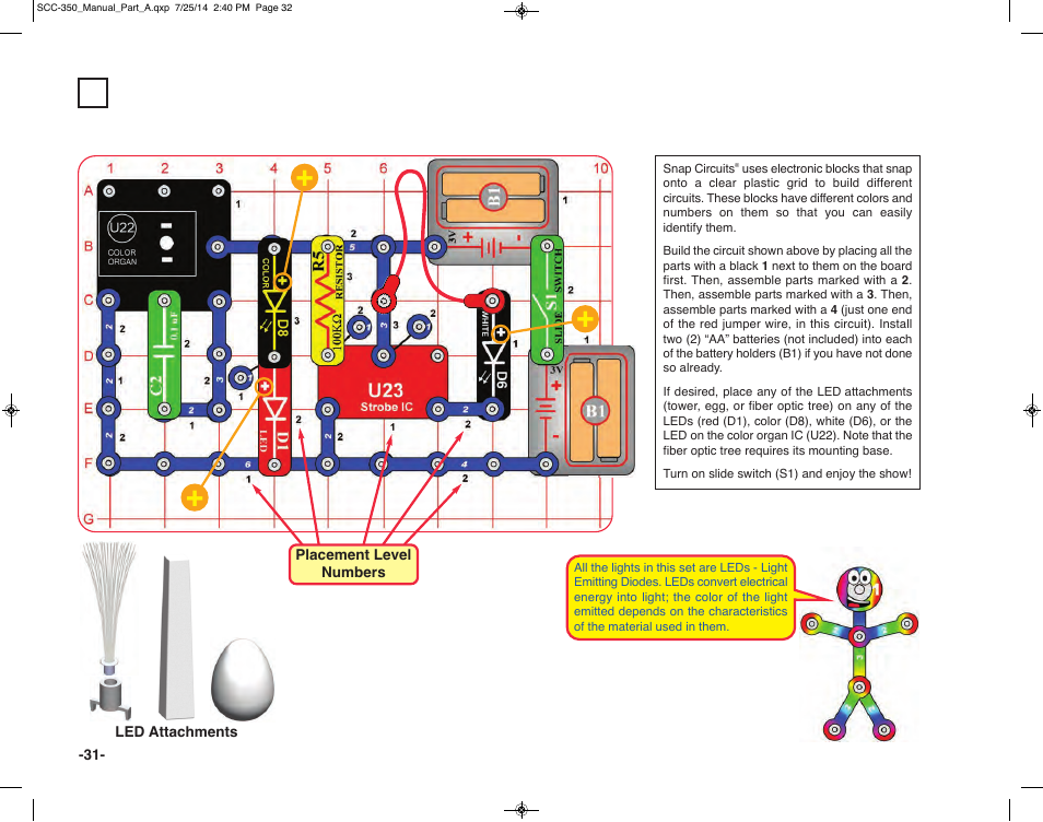 Project 4 light show | Elenco Snap Circuits® Deluxe Sound & Light Combo User Manual | Page 32 / 168